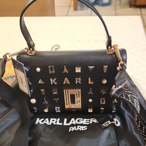 Karl Lagerfeld Black Studded Crossbody Bag